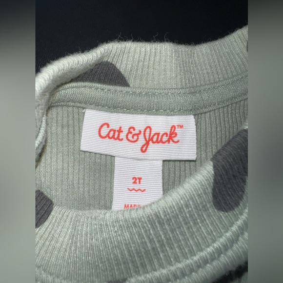 Cat & Jack Sage Green with Black Heart Small Ribbed Dress Toddler size 2T EUC - Picture 4 of 5